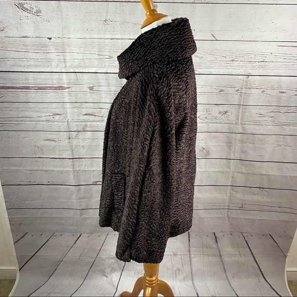 TALBOTS Petites faux shearling brown curly lamb long sleeve jacket - Picture 7 of 11